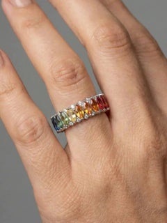 Spectrum Sapphire 14K White Gold (18K Custom) Diamond Eternity Ring