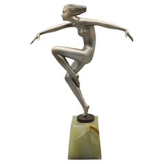 Velocidad" Escultura Art Decó de bronce pintado en frío de Josef Lorenzl