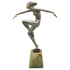 Vintage 'Speed' An Art Deco Cold Painted Bronze Sculpture by Josef Lorenzl