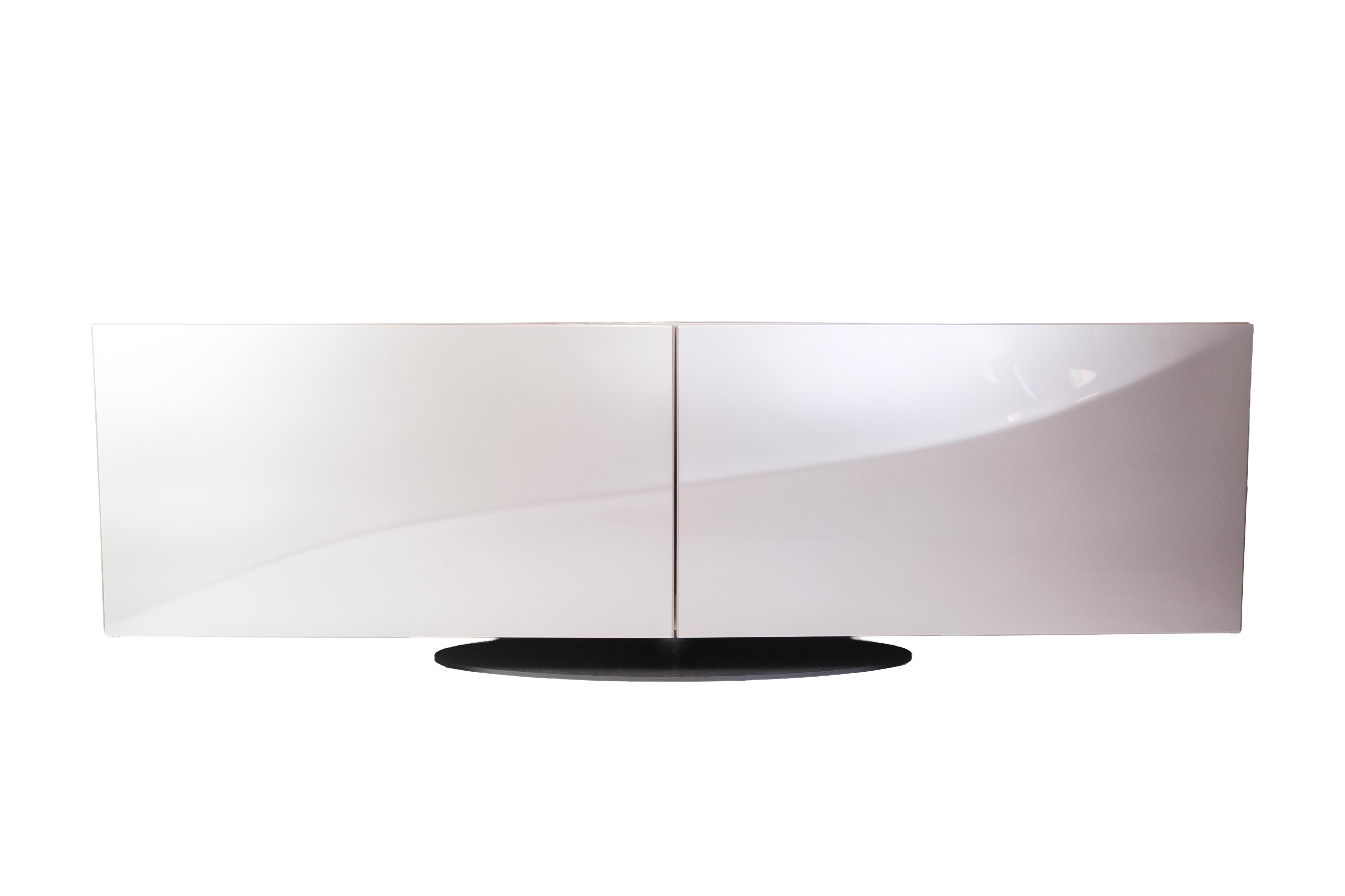 Steel Speed Up Sideboard In High Gloss Grey Painted By Sacha Lakic For Roche Bobois For Sale