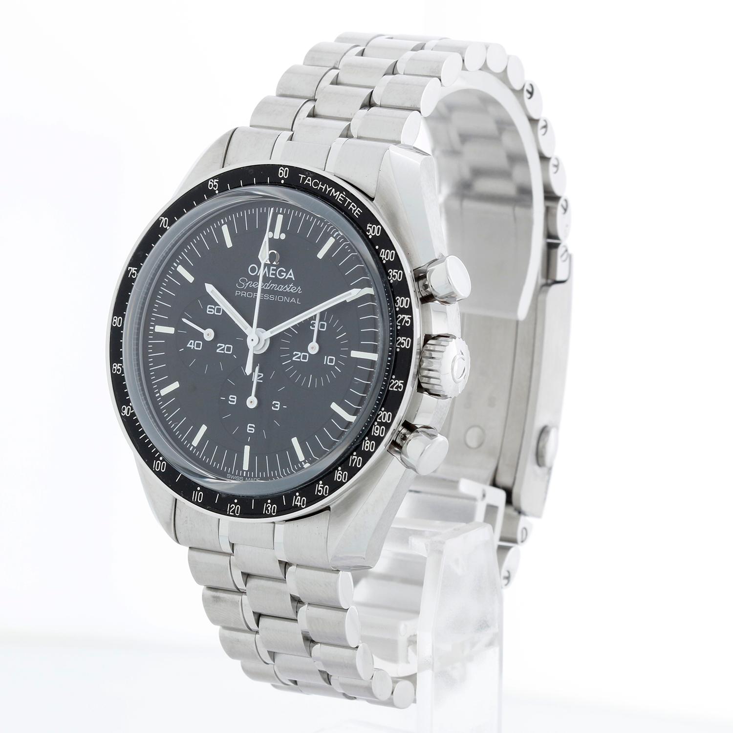 Speedmaster Moonwatch Professional Co-Axial Master Chronometer 42mm Mens 310.30.42.50.01.002 - OMEGA Co-Axial Master Chronometer Calibre 3861, 50 hours power reserve. Stainless steel case (42mm) with domed, scratch‑resistant sapphire crystal with