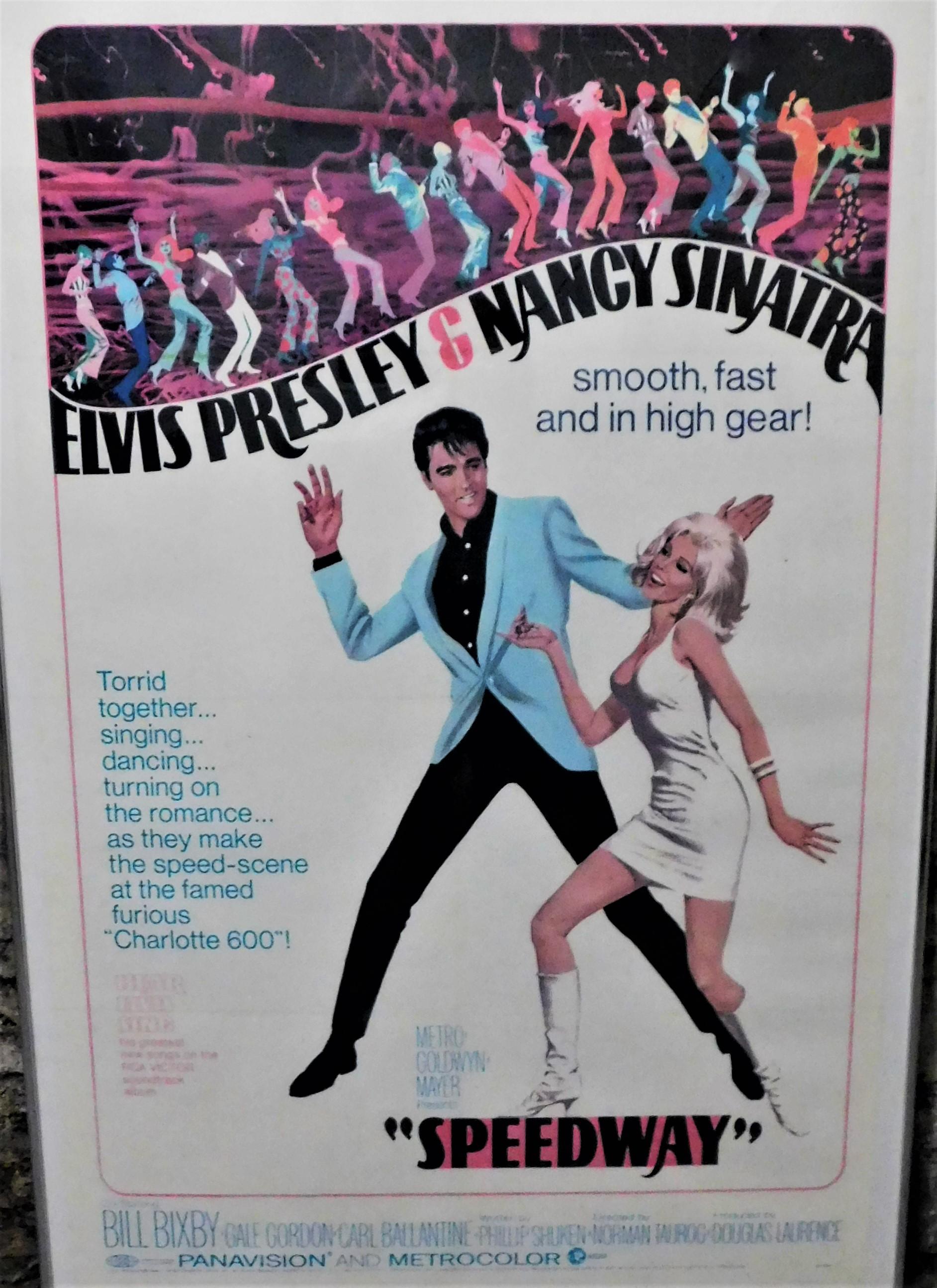 Américain Affiche théâtrale originale d'Elvis Presley Speedway, 1968, support en lin en vente