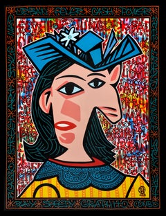 "Picasso Woman" - Unique Painting on Paper by Speedy Graphito