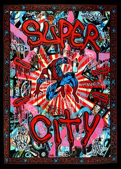 "Super City" - Unique Hand Painted Silkscreen by Speedy Graphito