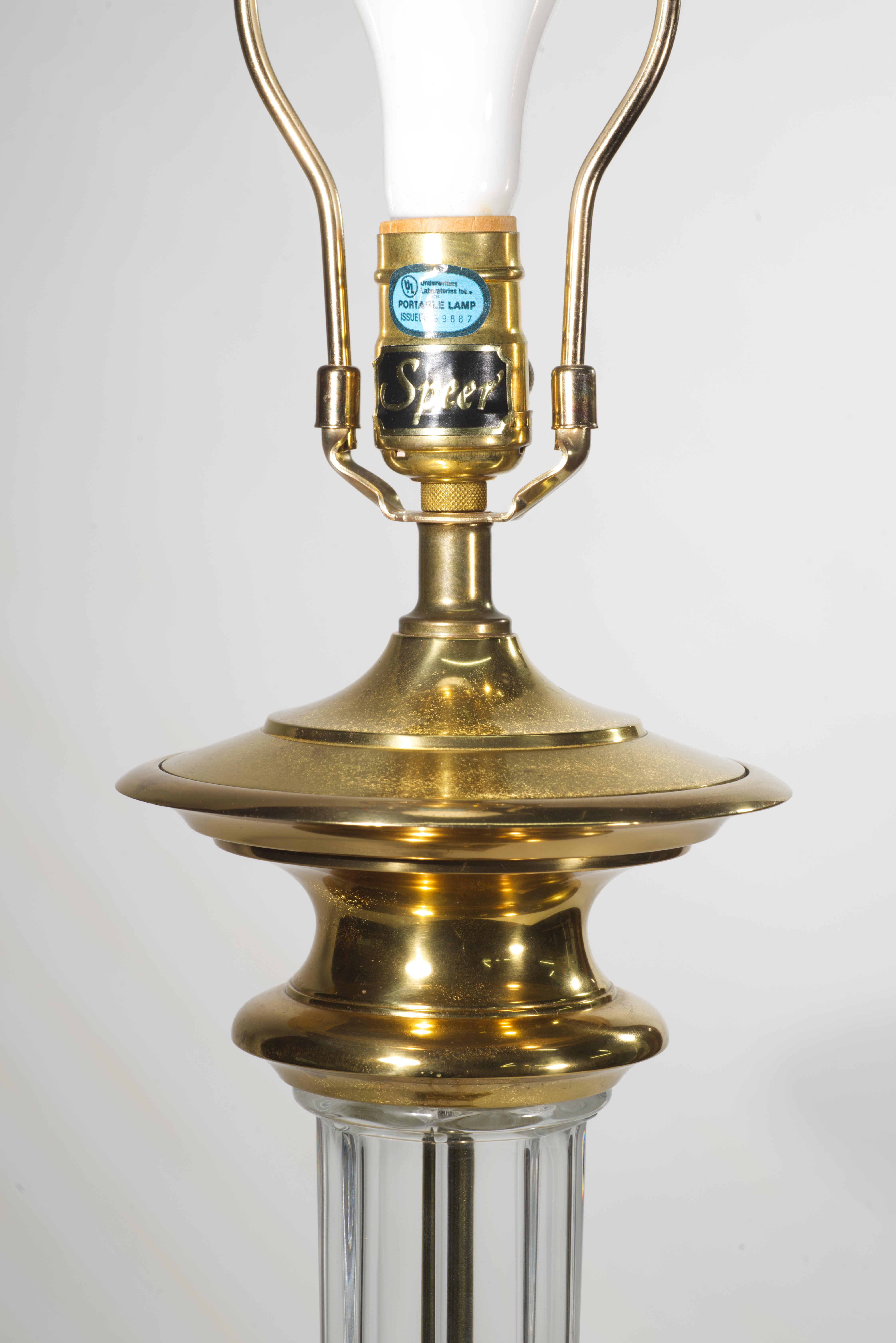 Speer Vintage Große amerikanische Empire-Tischlampe aus Kristall und Bronze, Vintage im Angebot 4