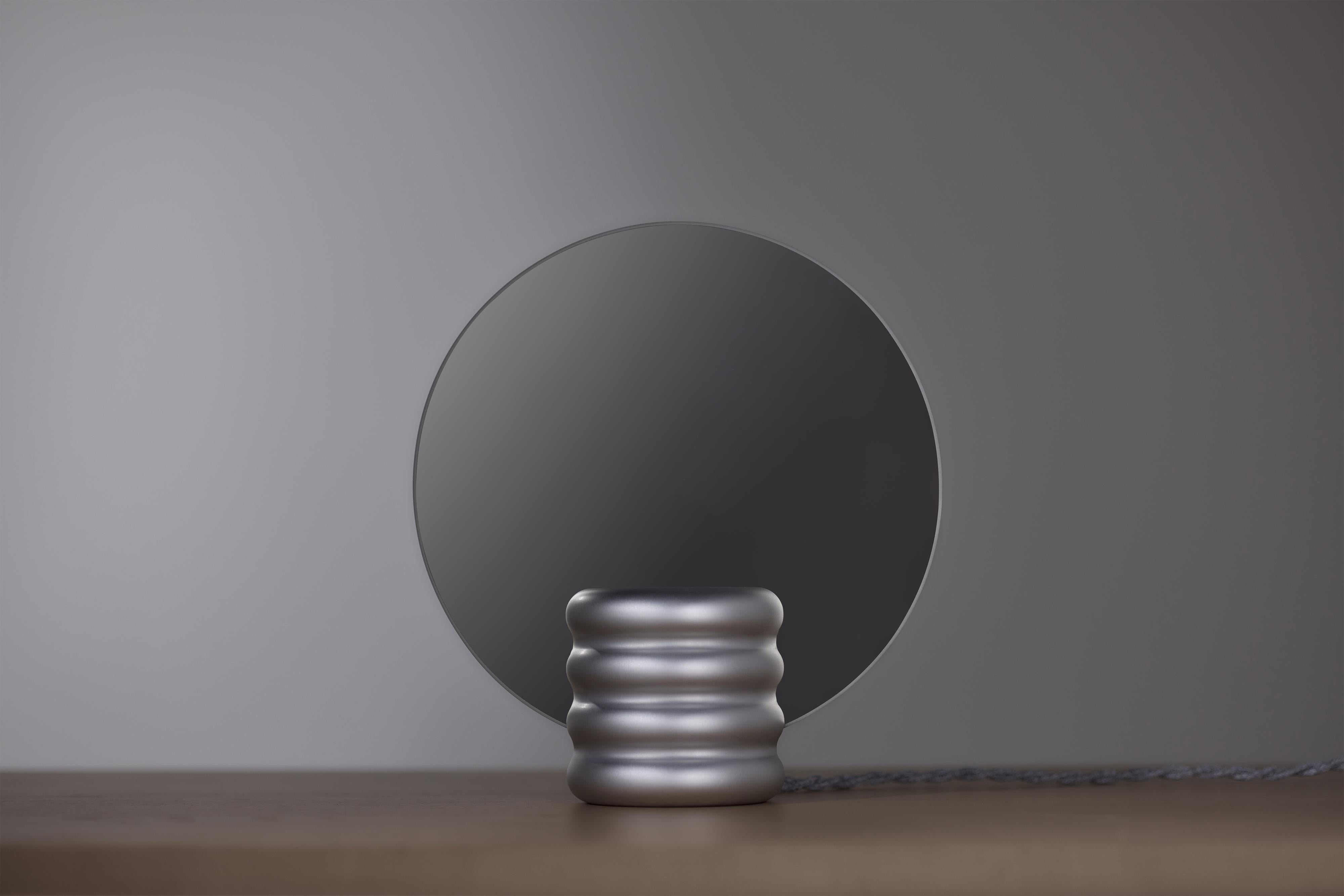 Swedish Spegla Mirror Lamp - Lamp In Matt Aluminium And Half-Transparent Mirror Glass For Sale