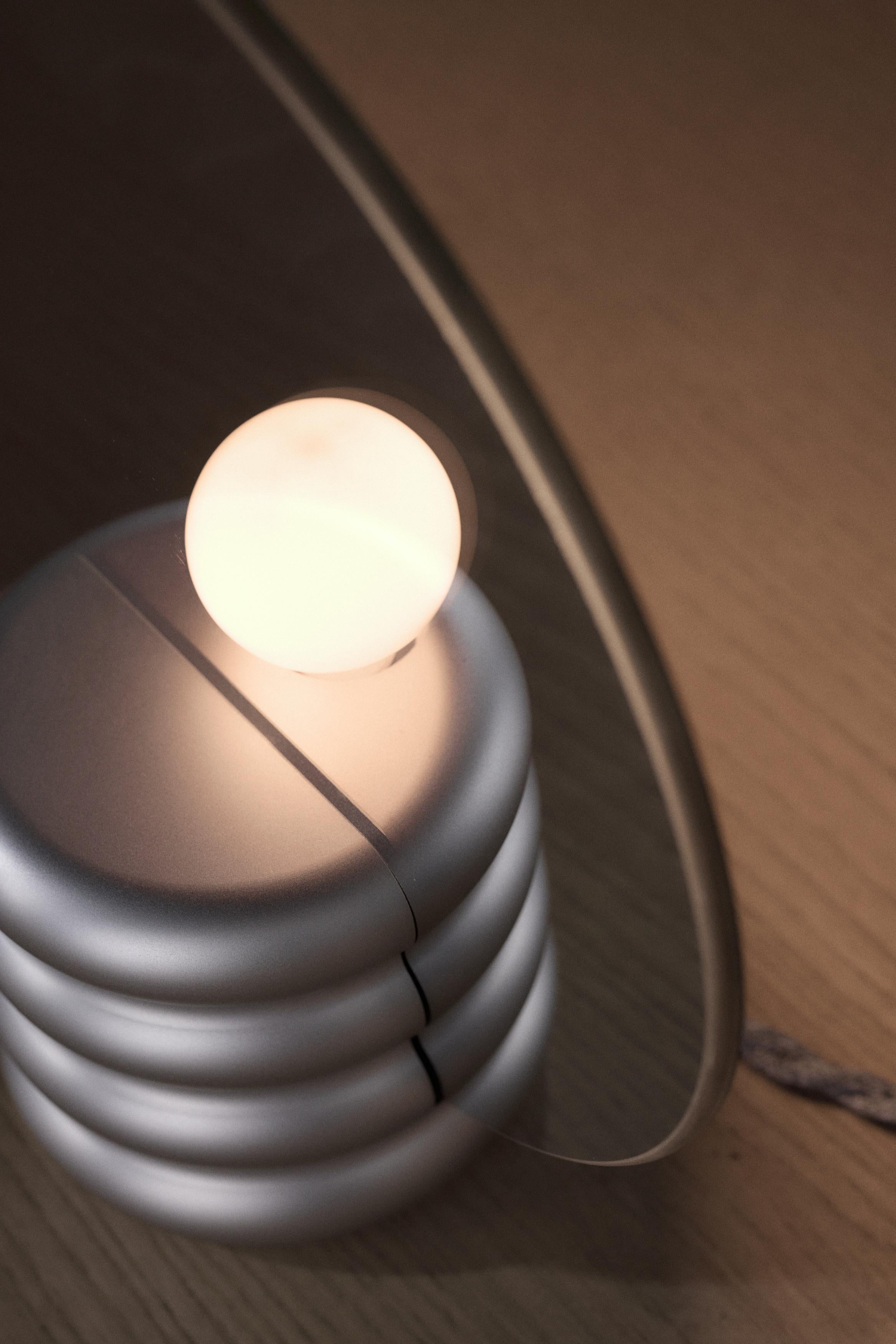 Anodized Spegla Mirror Lamp - Lamp In Matt Aluminium And Half-Transparent Mirror Glass For Sale