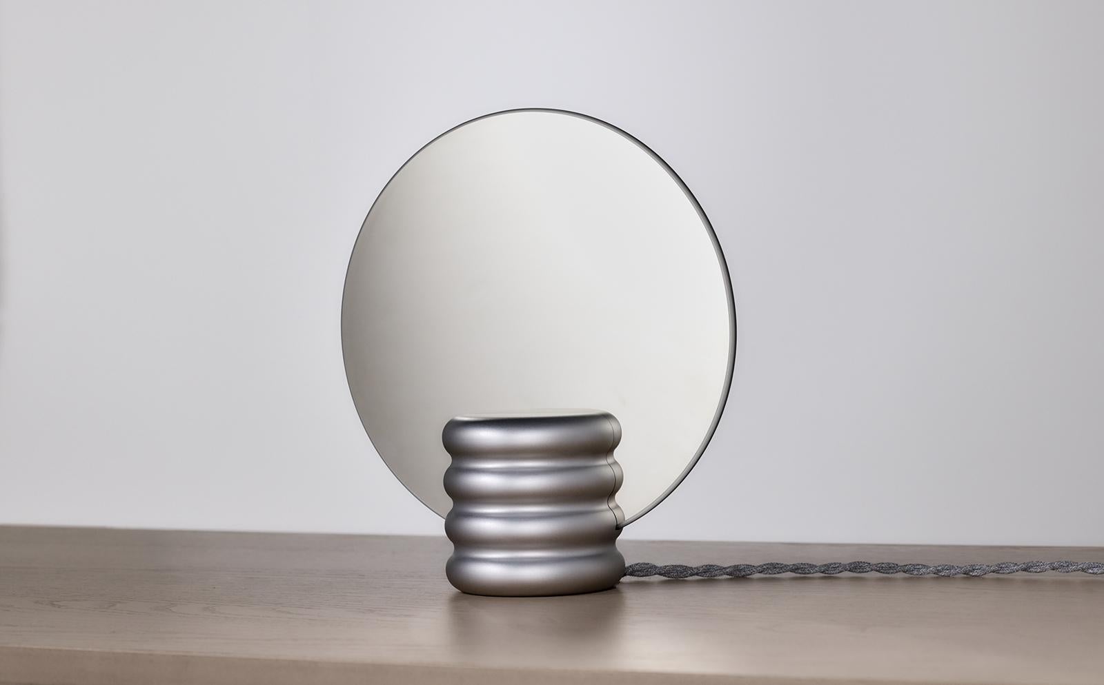 Spegla Mirror Lamp - Lamp In Matt Aluminium And Half-Transparent Mirror Glass In New Condition For Sale In Stockholm, SE