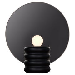 Spegla Lámpara Espejo - Lámpara De Aluminio Negro Mate Y Vidrio Espejo Semitransparente