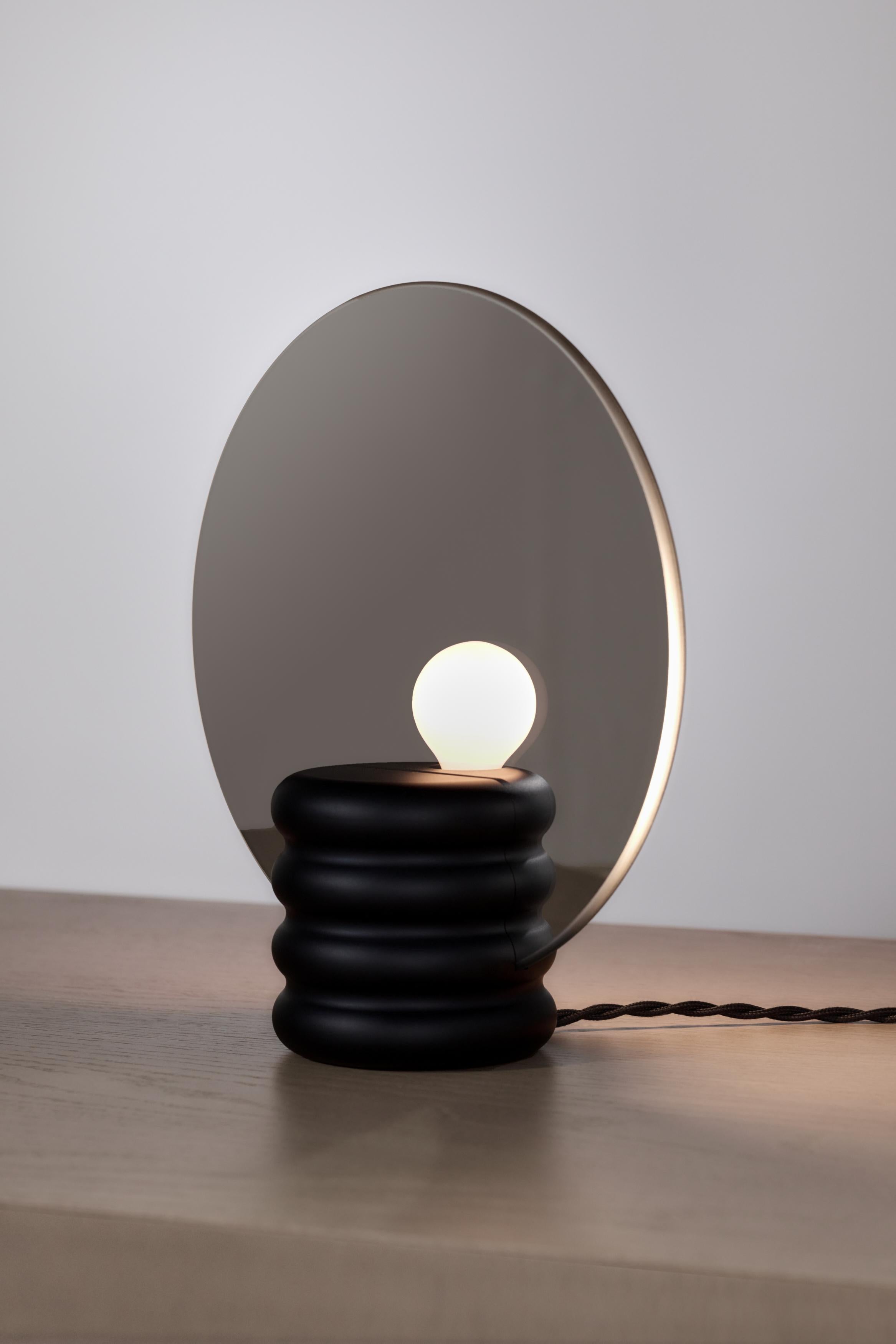 Lampada Spegla Mirror - Lampada in alluminio lucido e vetro a specchio semitrasparente in vendita 4