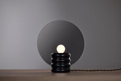 Spegla Mirror Lamp - Lamp In Shiny Black Aluminium And Half-Transp Mirror Glass