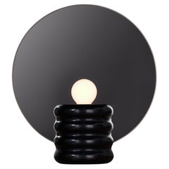 Spegla Lámpara Espejo - Lámpara De Aluminio Negro Brillante Y Vidrio Espejo Semitransparente