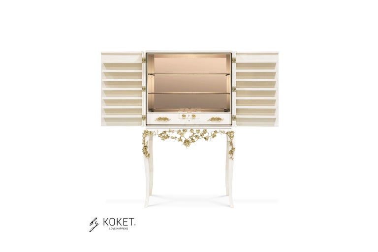 Art Deco Spellbound Bar Cabinet In High Gloss Lacquer and Adorns by Koket