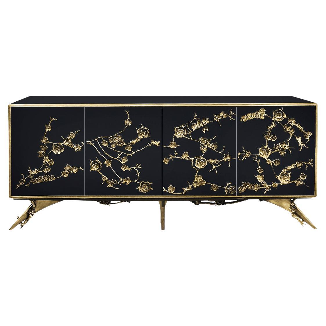 Spellbound Lacquer Cabinet with Metal Organic Lace