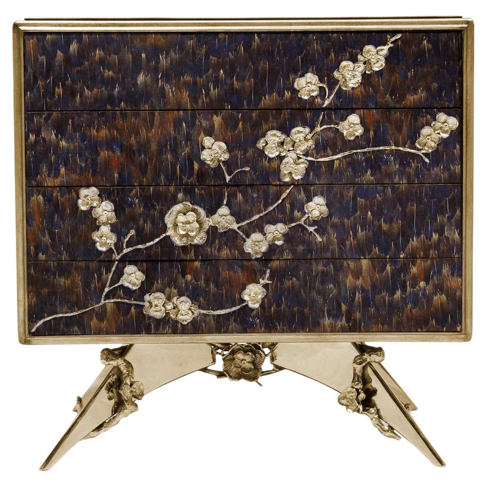 Spellbound Peacock Purple Feather Nightstand