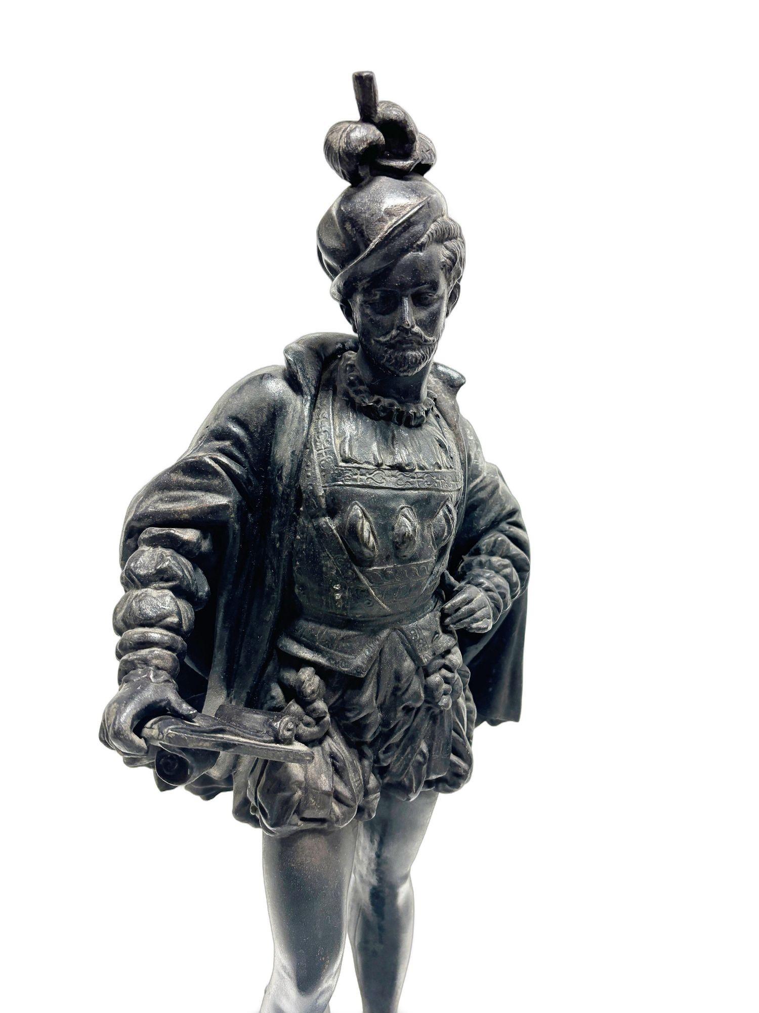 Spelter Cavalier Statue In Excellent Condition For Sale In Van Nuys, CA