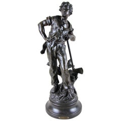 Antique Spelter Figurine "Le Bois" by L & F. Moreau, France, circa 1890