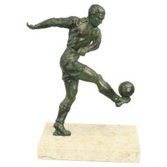 Spelter Football Figure, Soccer, in Art Deco Style