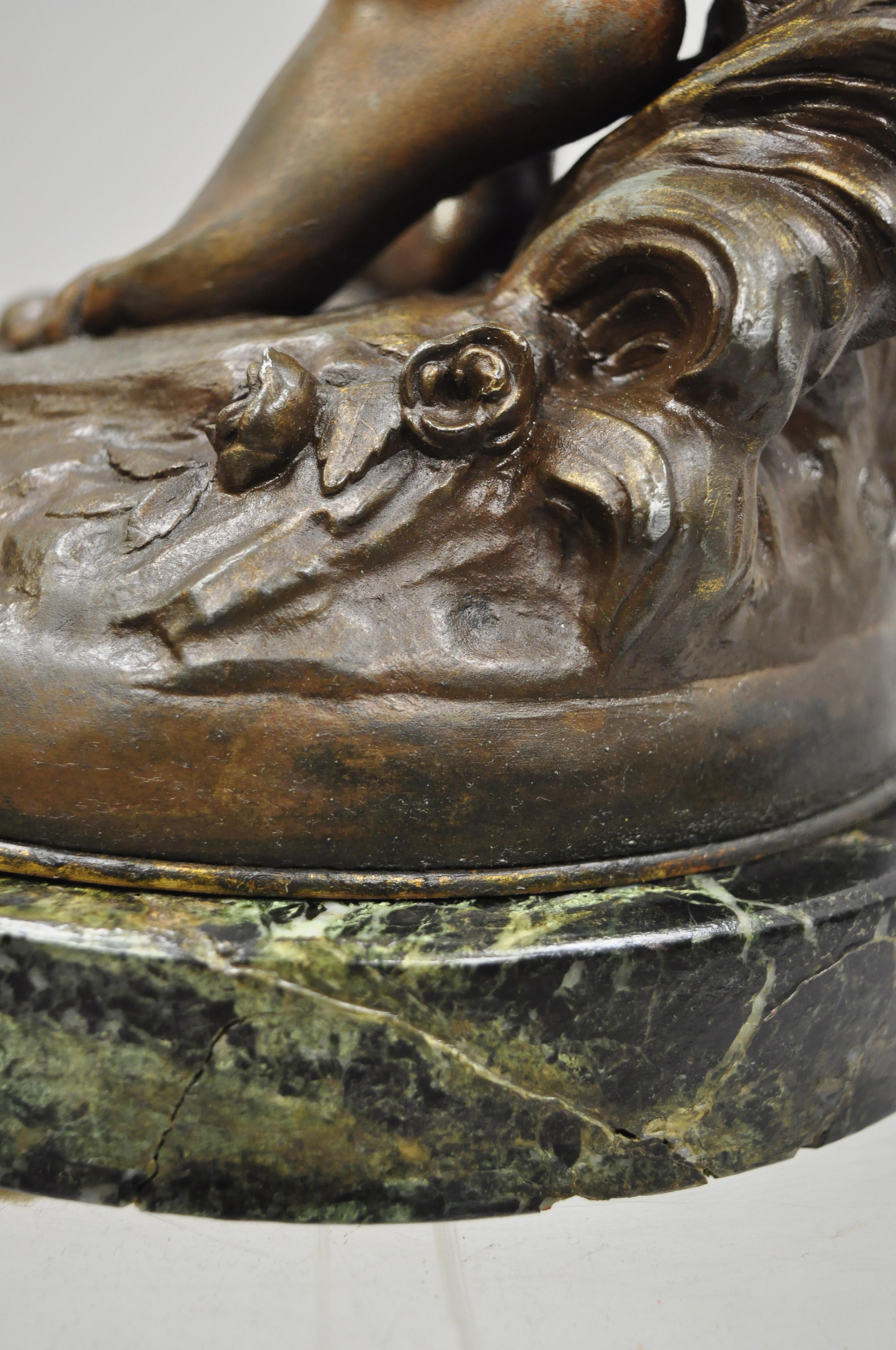Spelter Art Nouveau Français Femme Vierge Sculpture Statue Signé Auguste Moreau 2