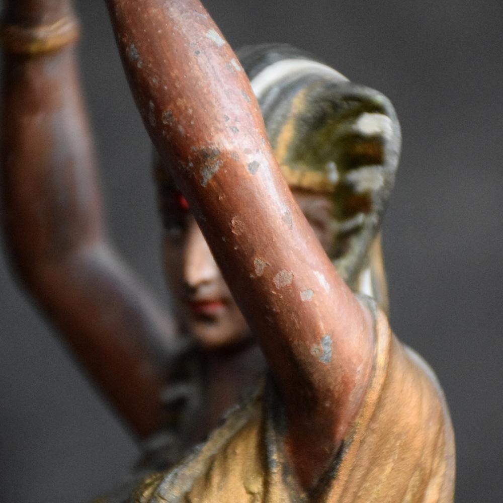 Spelter Hand Painted Candlestick Egyptian Figure, circa 1900 5
