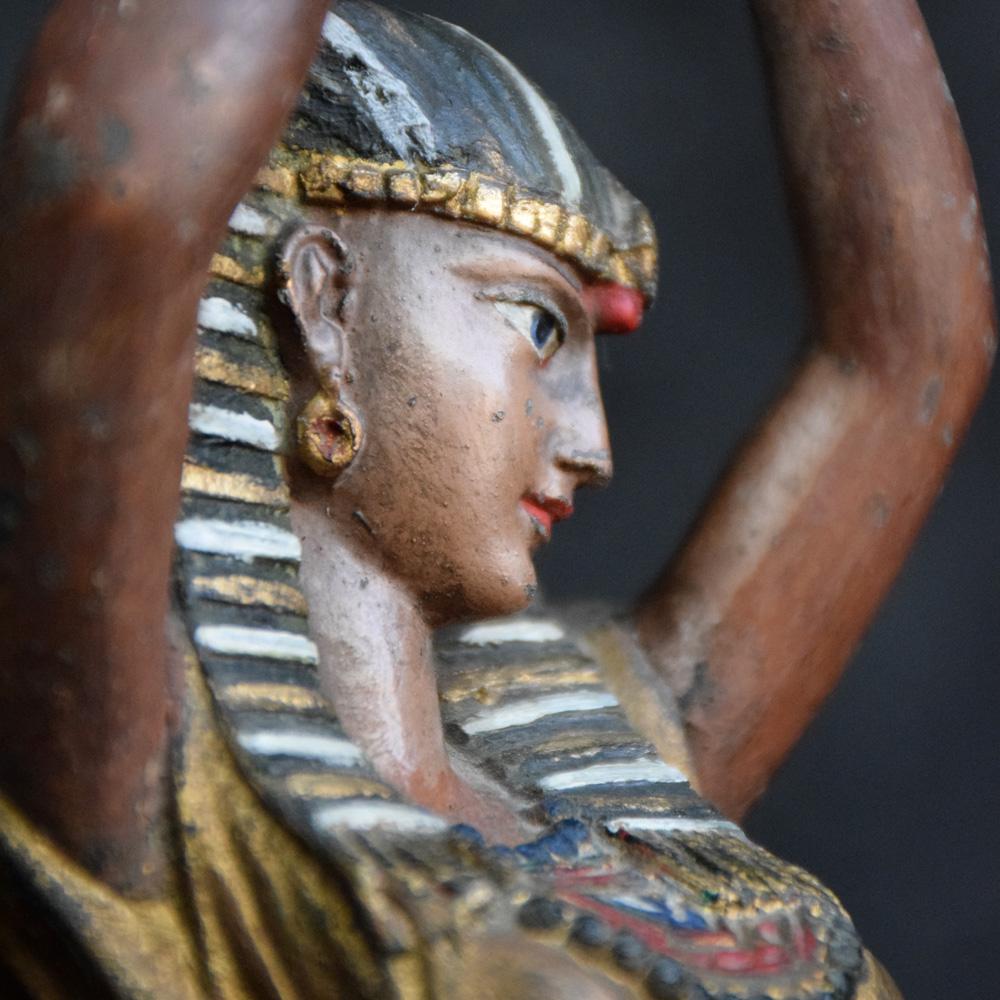 Spelter Hand Painted Candlestick Egyptian Figure, circa 1900 6