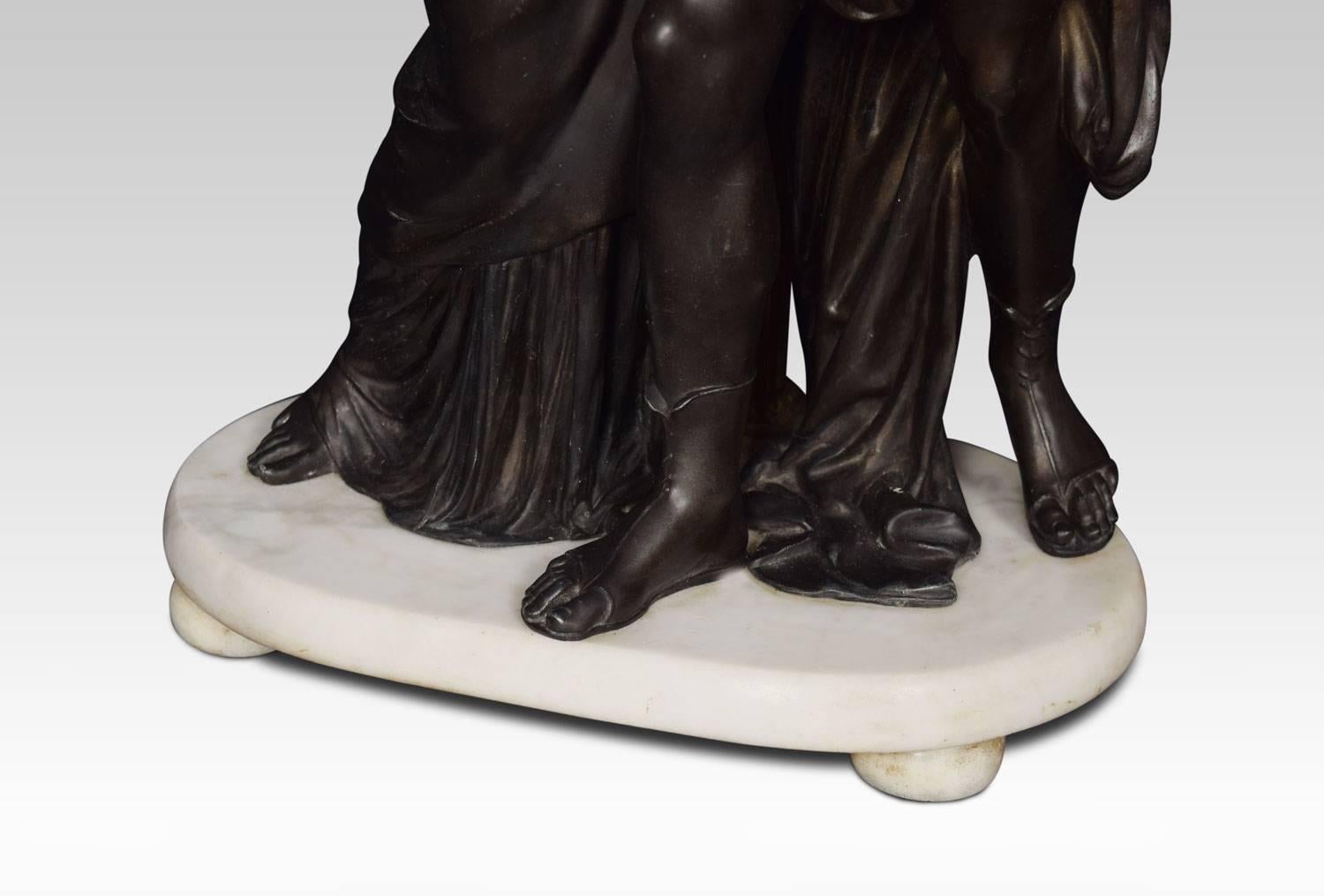 19th Century Spelter Lamp of Two Figures Embracing