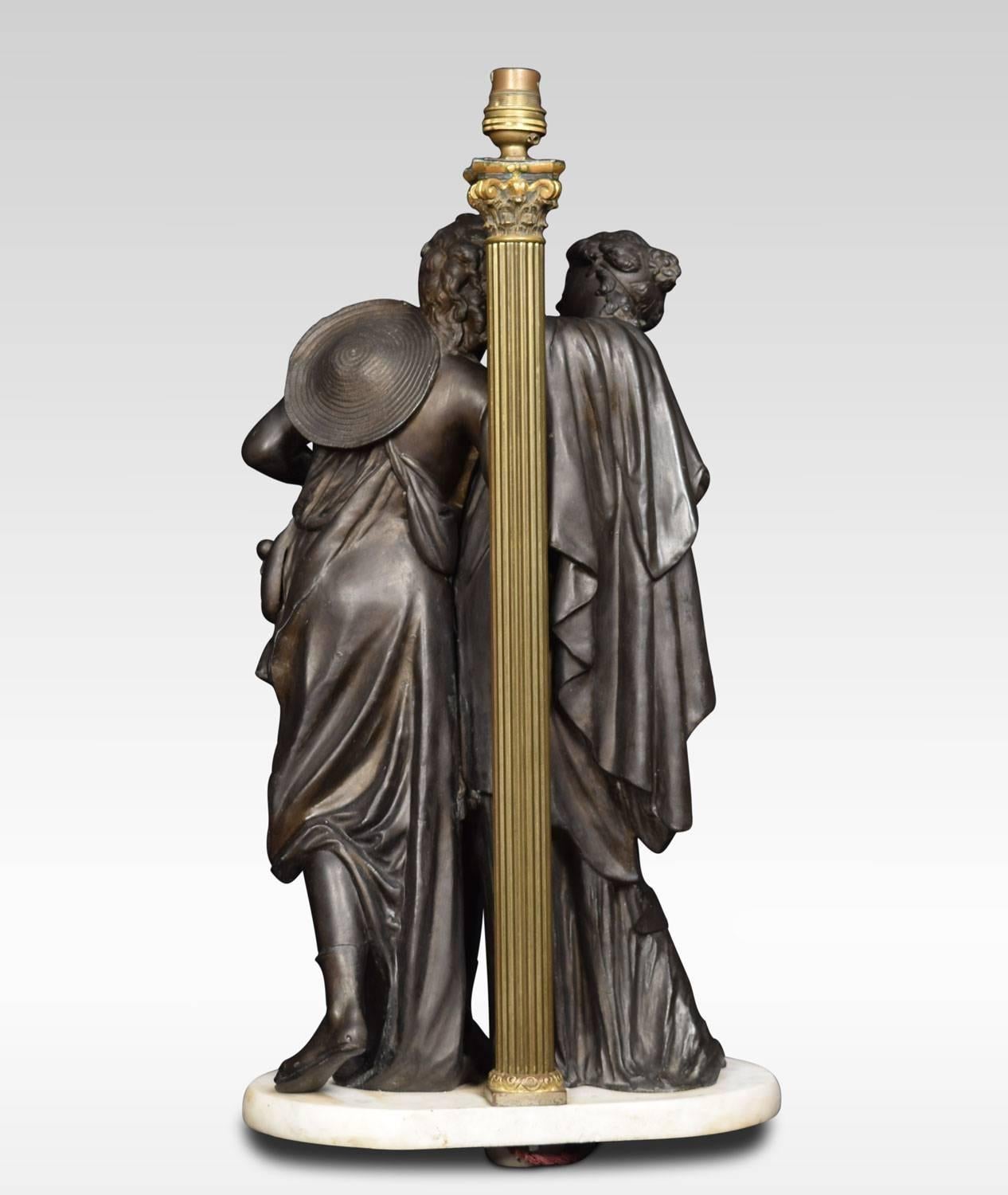 Spelter Lamp of Two Figures Embracing 1