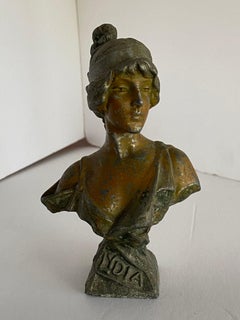 Buste féminin Lydia en métal Spelter, vers 1890