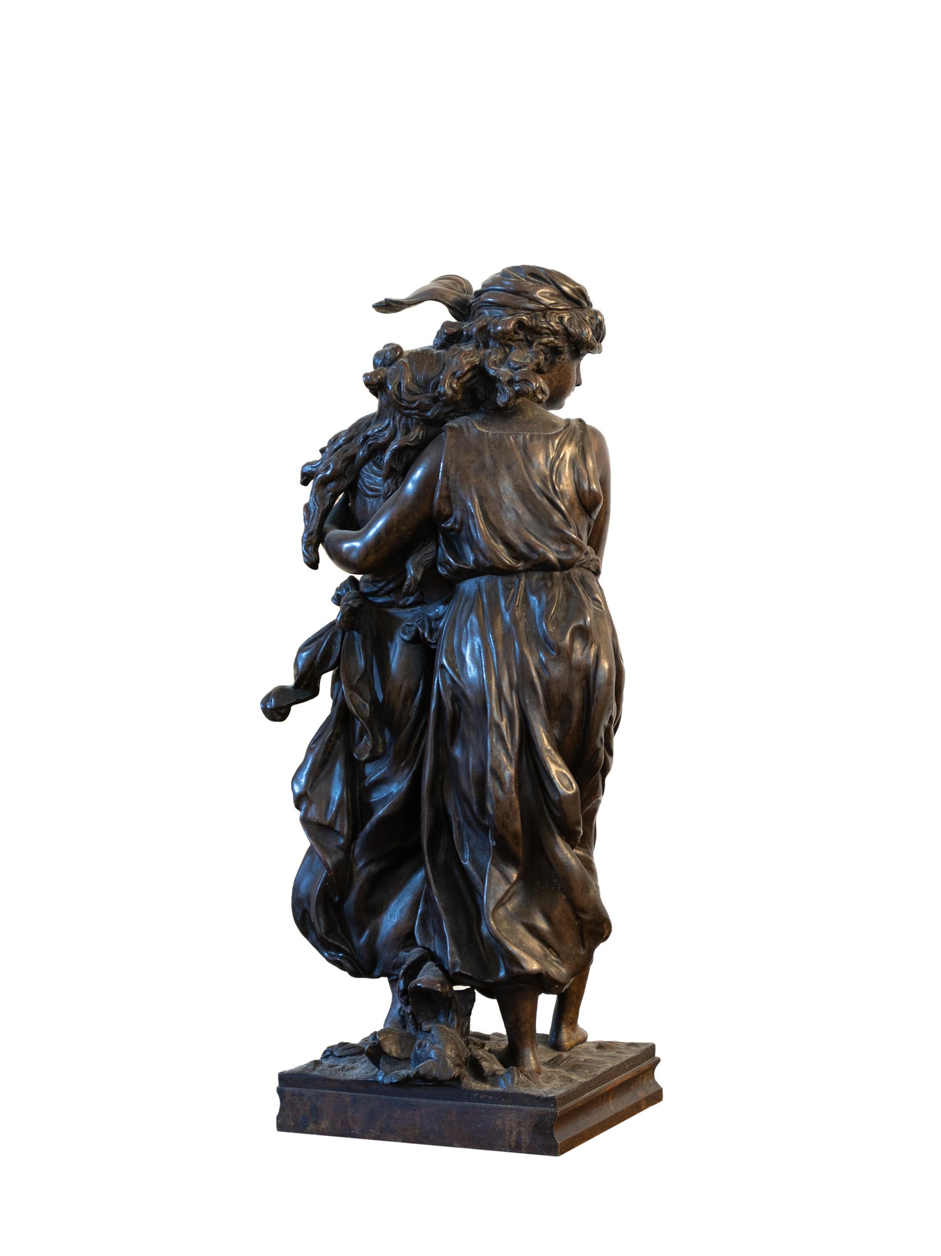 Belle Époque Scultura in spelta di Demetra Persefone abbracciata di François Moreau in vendita