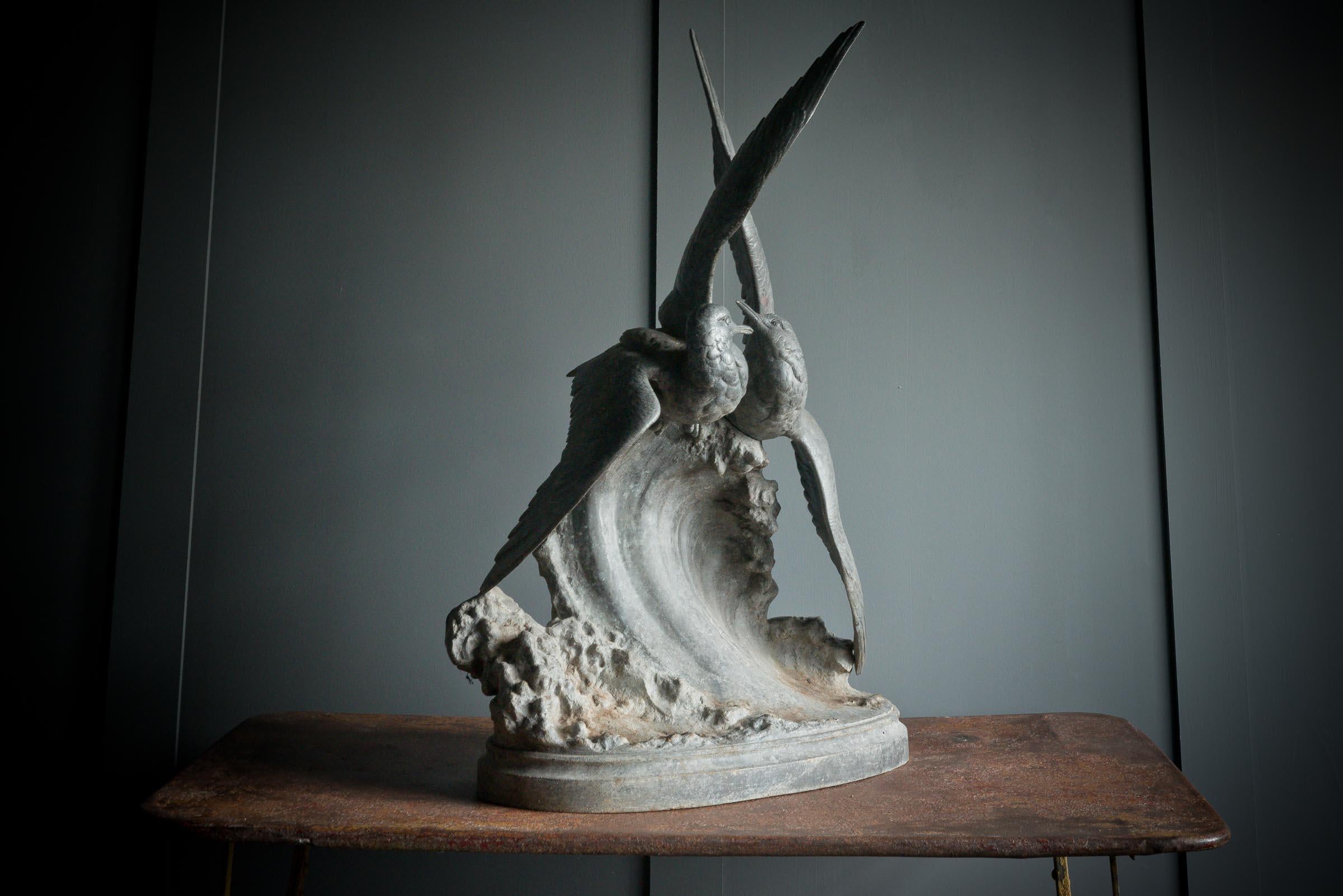Spelter Sculpture of Two Sea Birds For Sale 6
