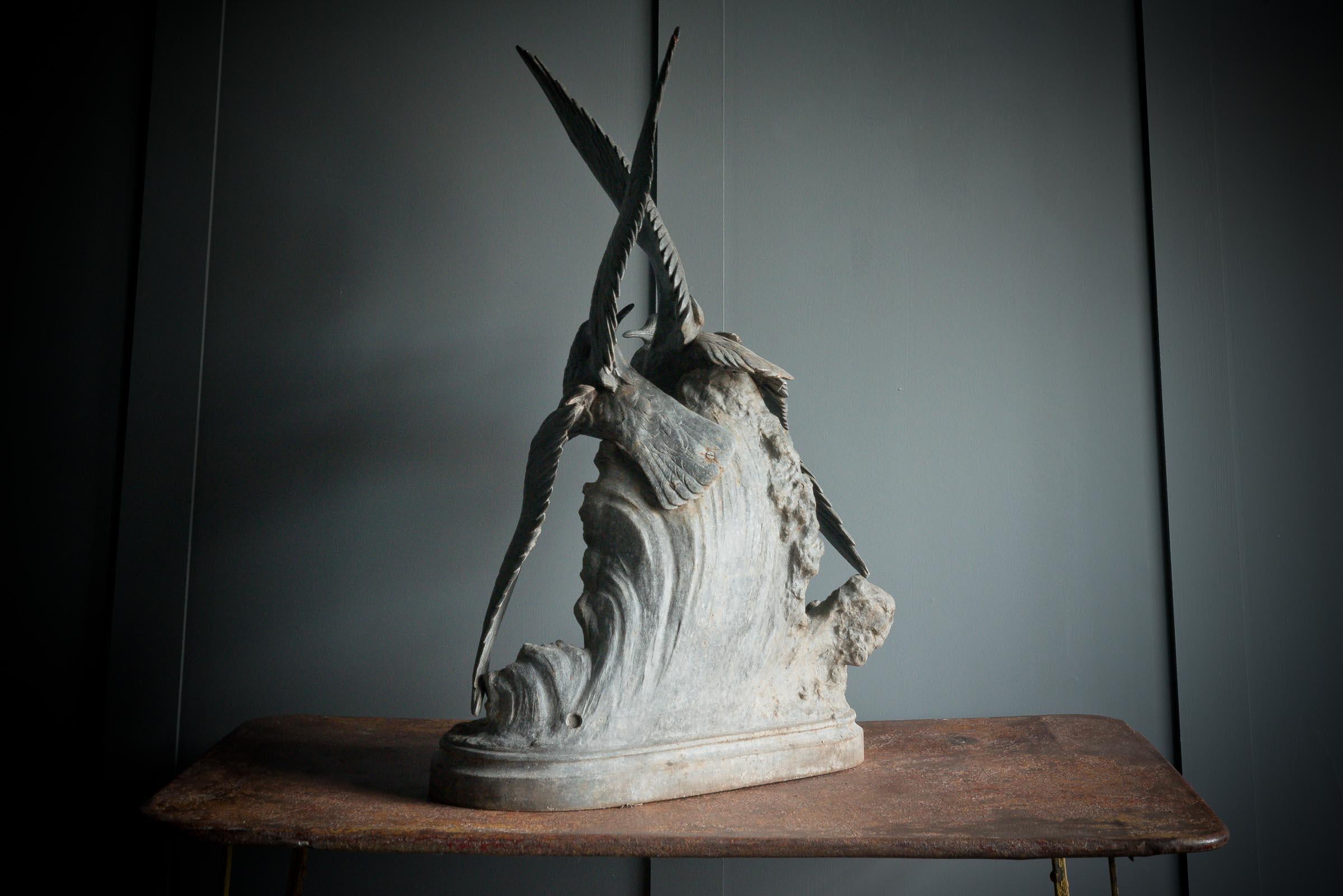 Spelter Sculpture of Two Sea Birds For Sale 2