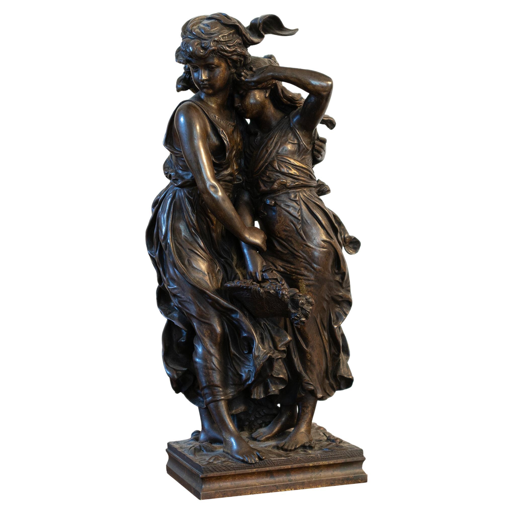 Scultura in spelta "Protezione" di Hippolyte François Moreau, XIX secolo