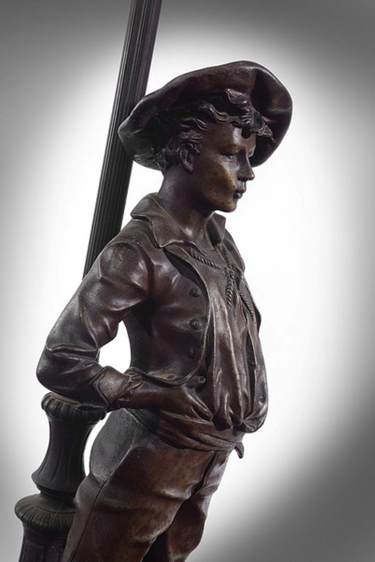Spelter Table Lamp Depicting a Youth Leaning on a Lamp Post For Sale at ...