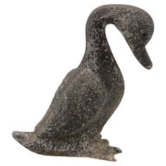 Antique Spelter Zinc Duck with Glass Eyes, England Early 20th C.