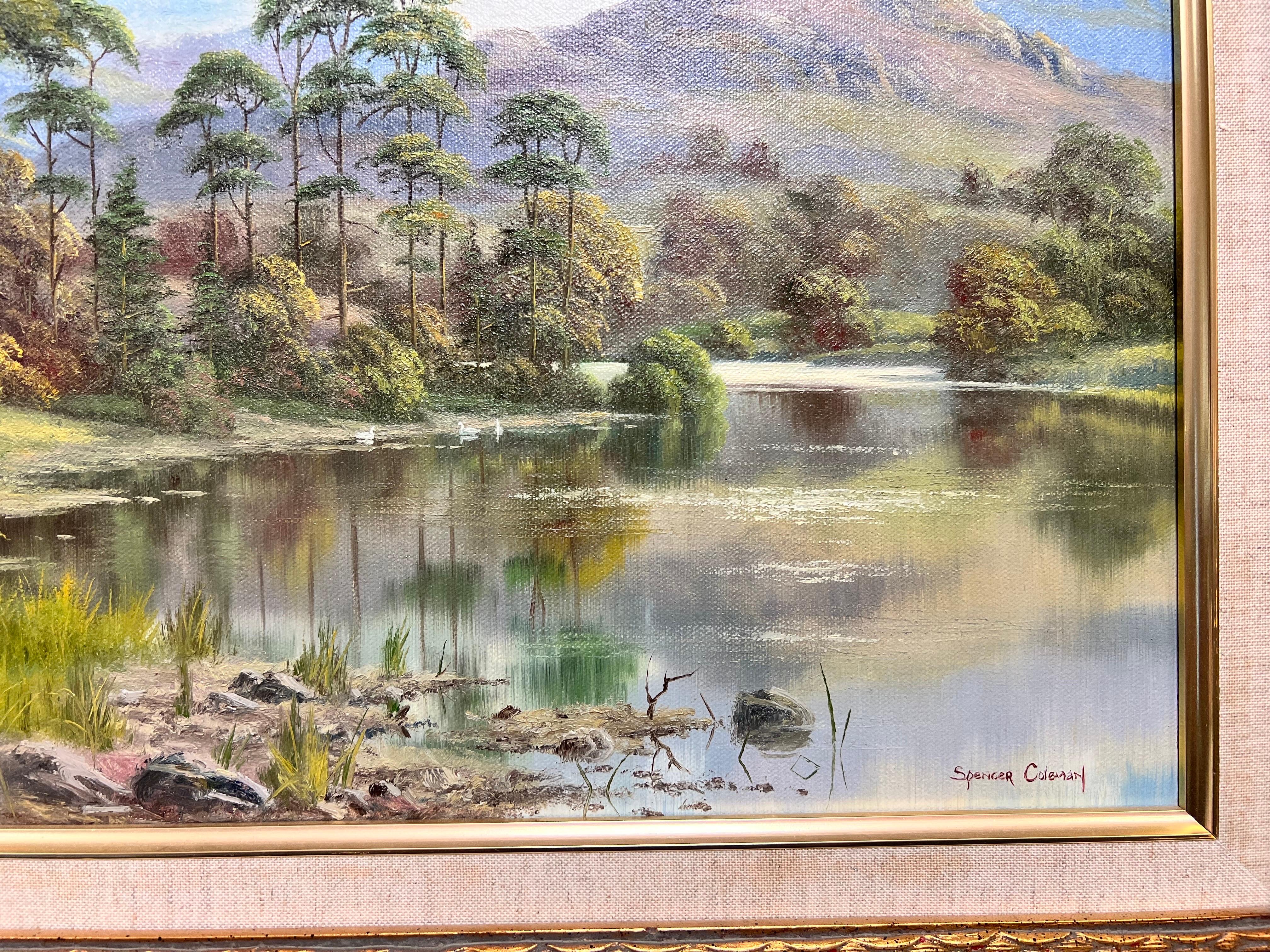 Beautiful Scottish Highland Loch Scene Signed Original British Oil Painting For Sale 1
