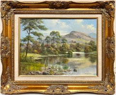 Beautiful Scottish Highland Loch Scene Signed Original British Oil Painting