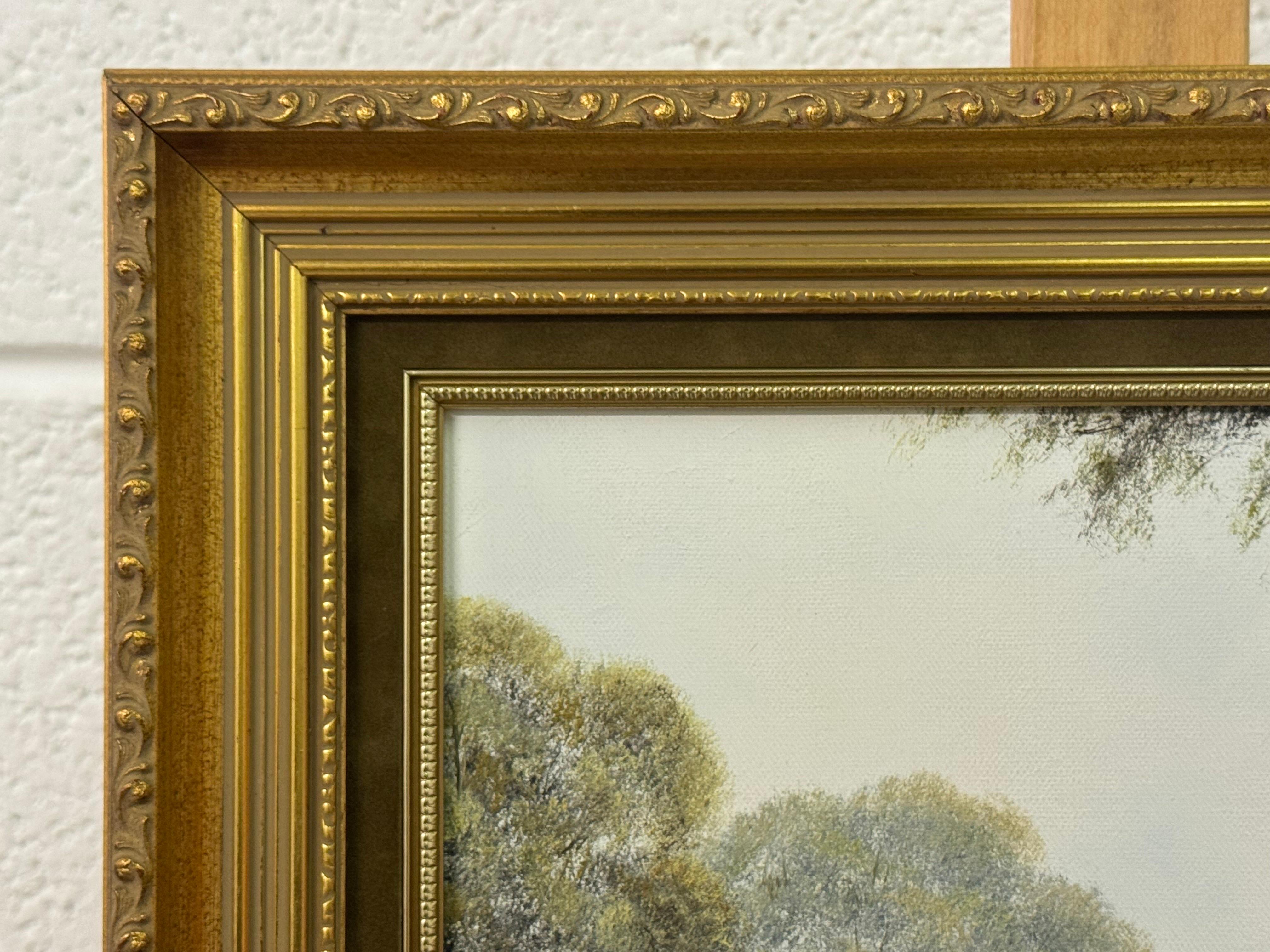 Flussbrücke mit Figuren in englischer Landschaft von einem britischen Künstler des 20. im Angebot 6