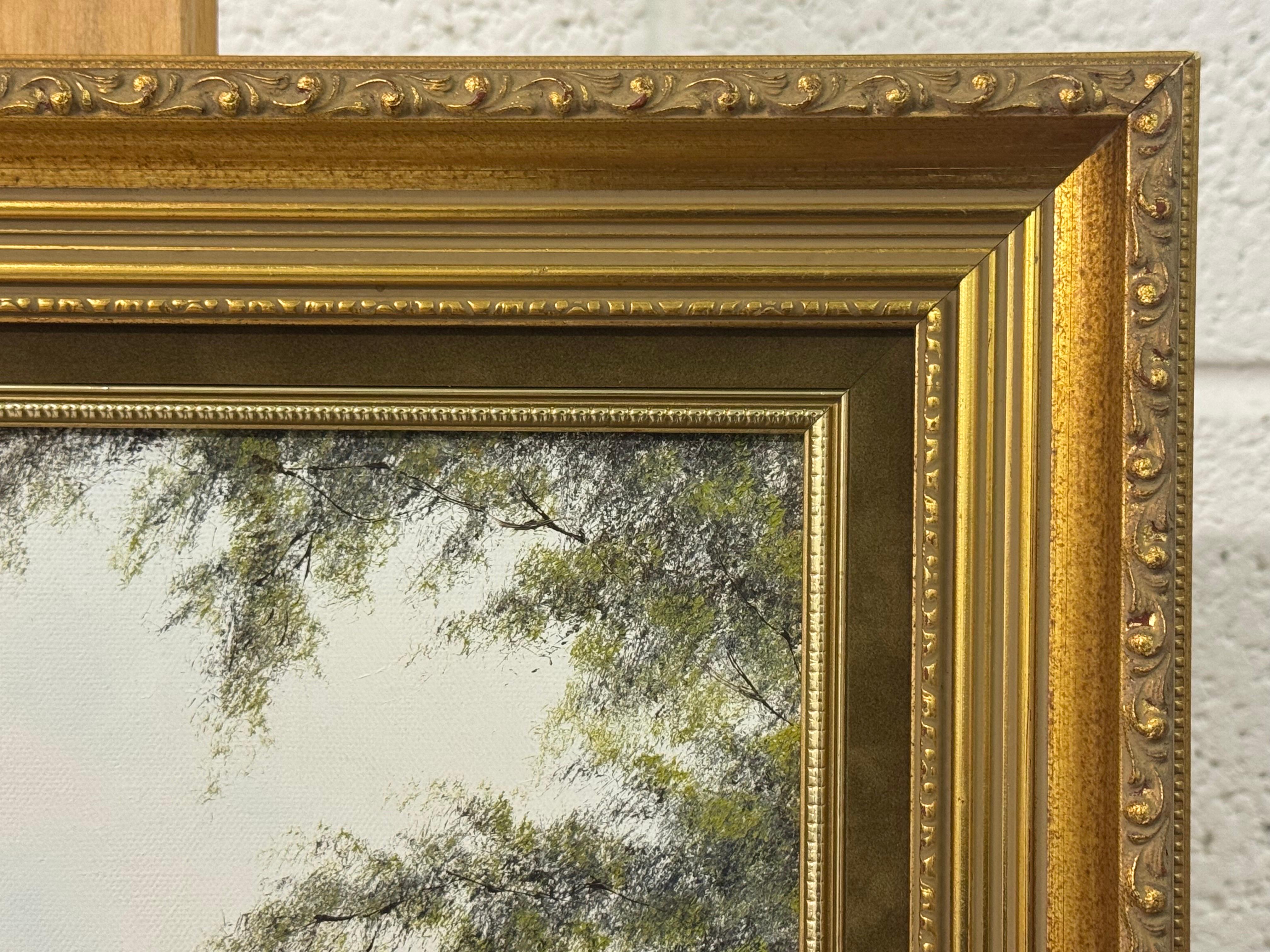 Flussbrücke mit Figuren in englischer Landschaft von einem britischen Künstler des 20. im Angebot 4