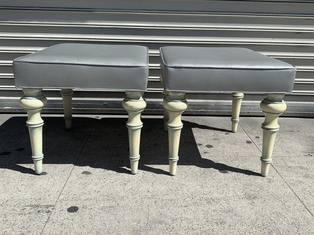 Naugahyde Spencer & Company Regency Ottomans or Stools, circa 1960s