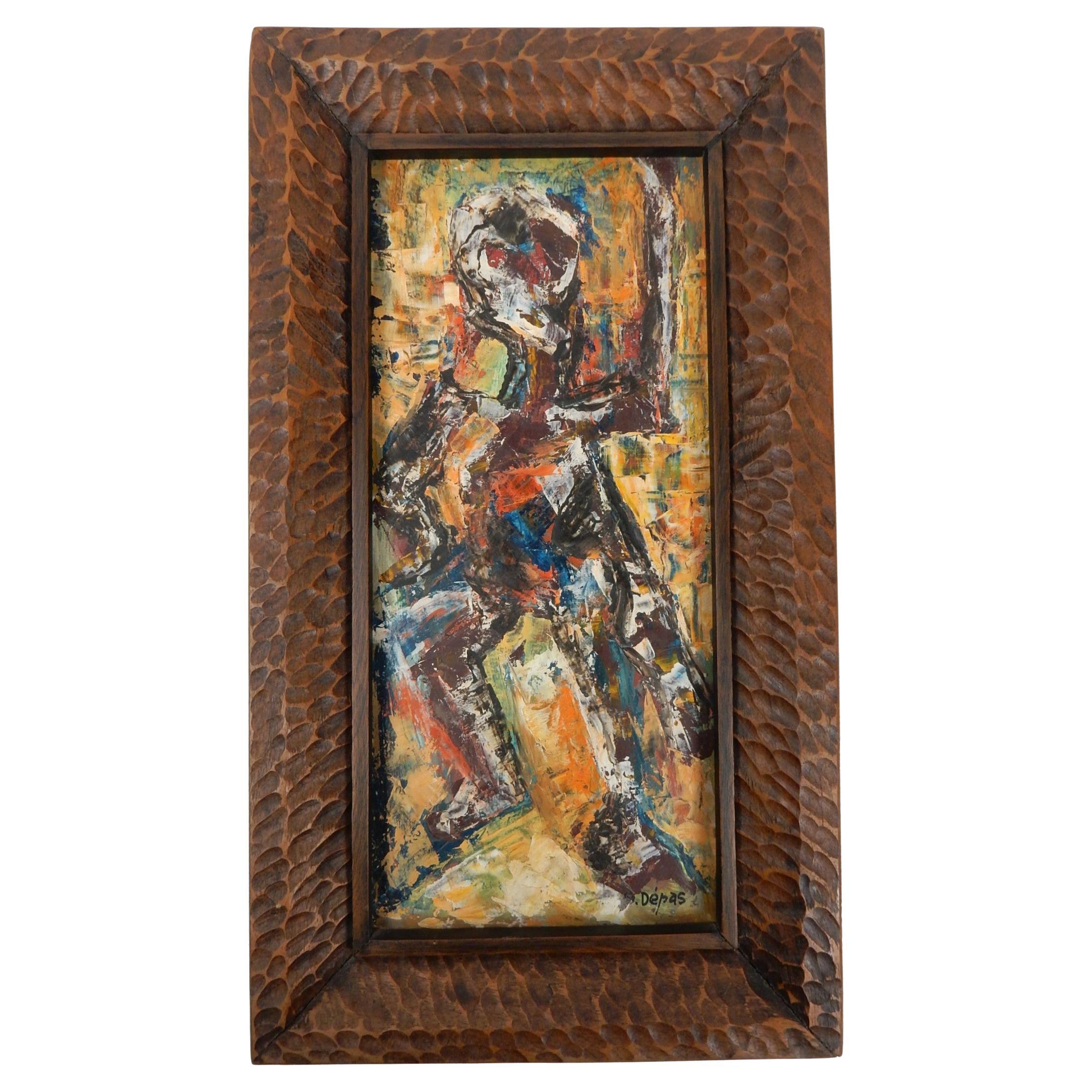 Spencer Depas, Haitian, 1928–1989 oil painting on Masonite. Artist Made Frame