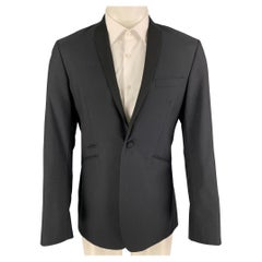 SPENCER HART Size 38 Black Wool Mohair Tuxedo Sport Coat