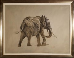 "African Elephant Walking, " Spencer Hodge, Safari Wildlife Animals, Realism