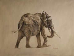 "African Elephant Walking, " Spencer Hodge, Safari Wildlife Animals, Realism