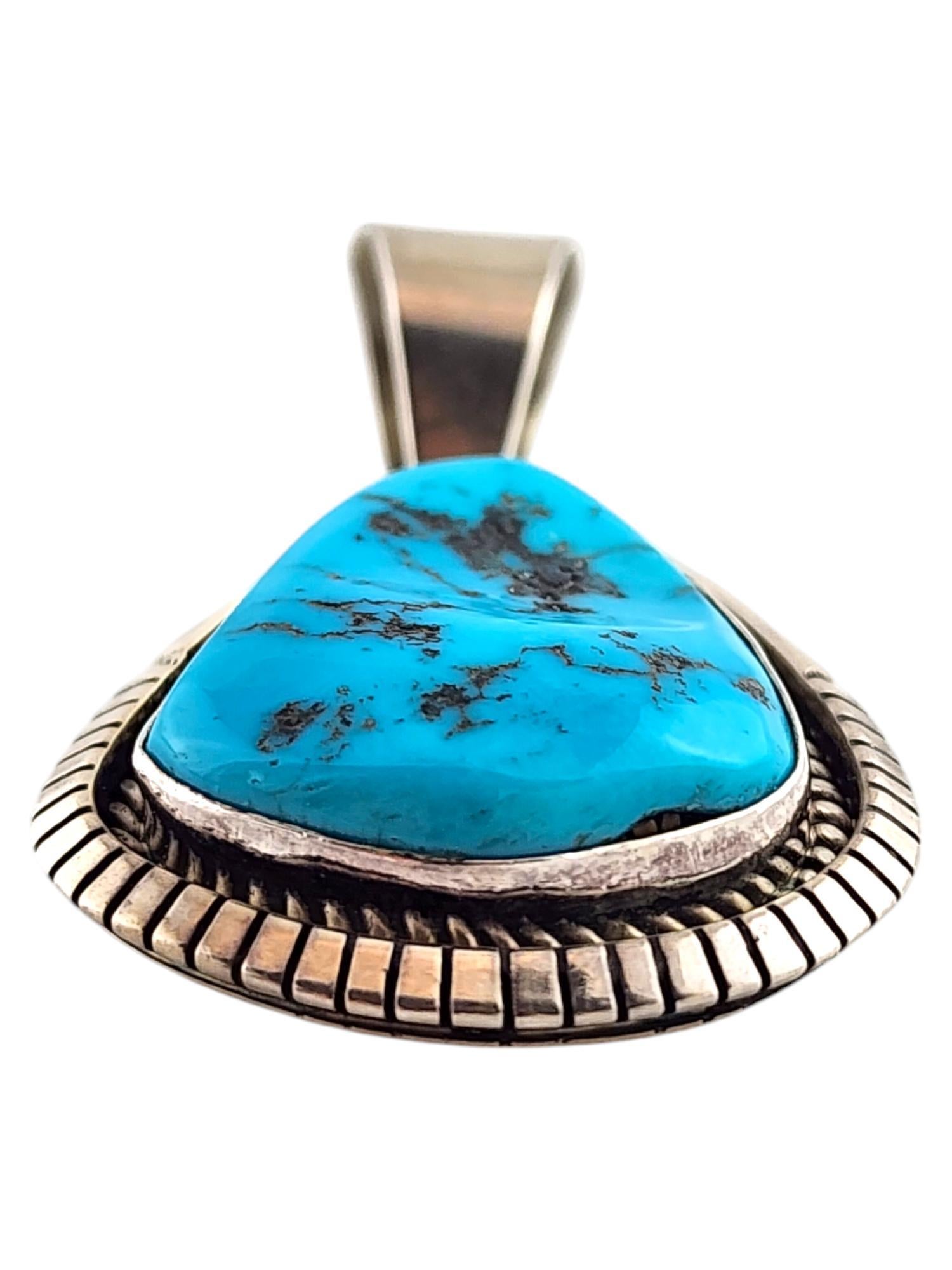 Ciondolo in turchese nativo americano Spencer Sterling Silver #20091 In condizioni buone in vendita a Washington Depot, CT