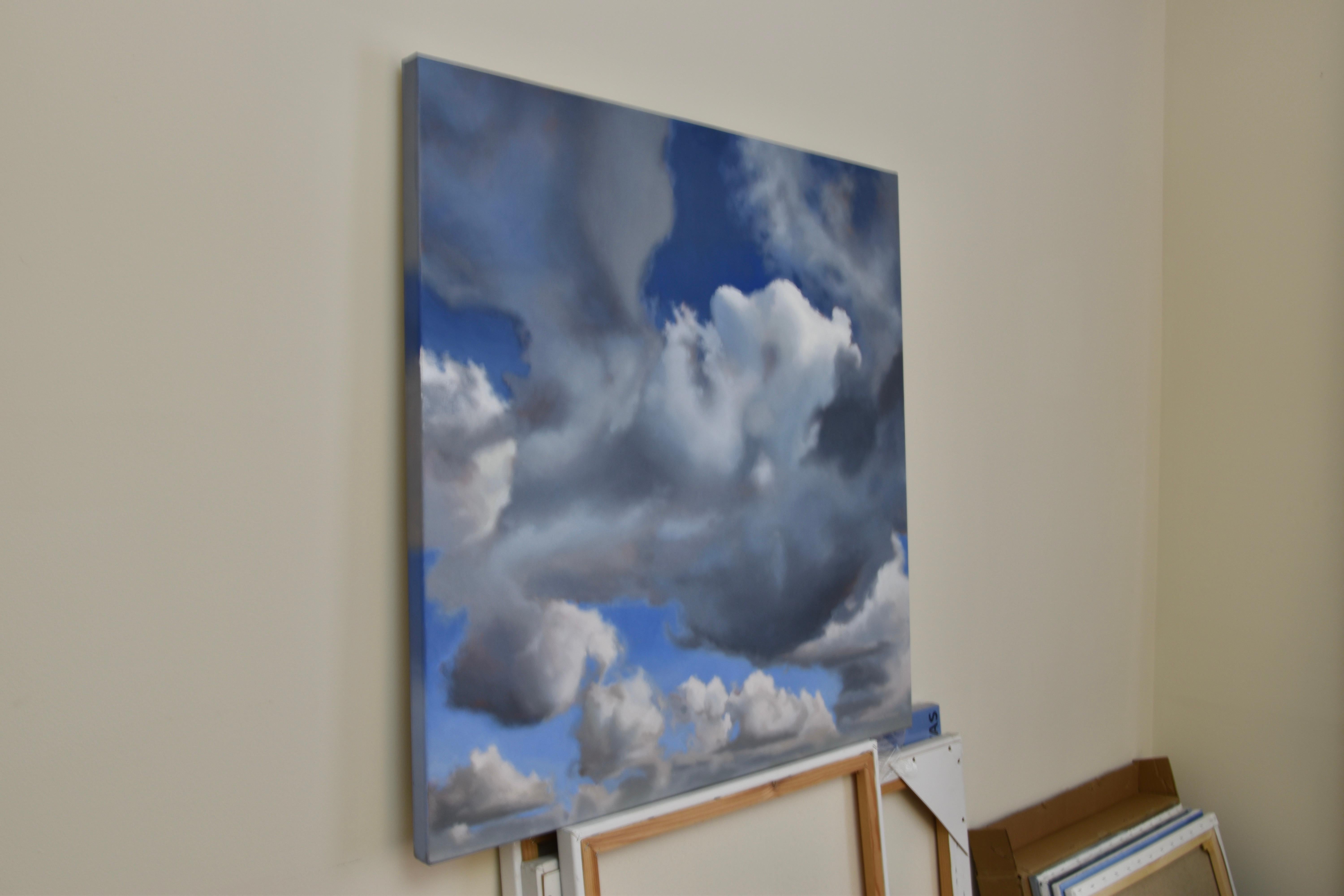 Cloudveil - Gris Abstract Painting par Spencer Verney