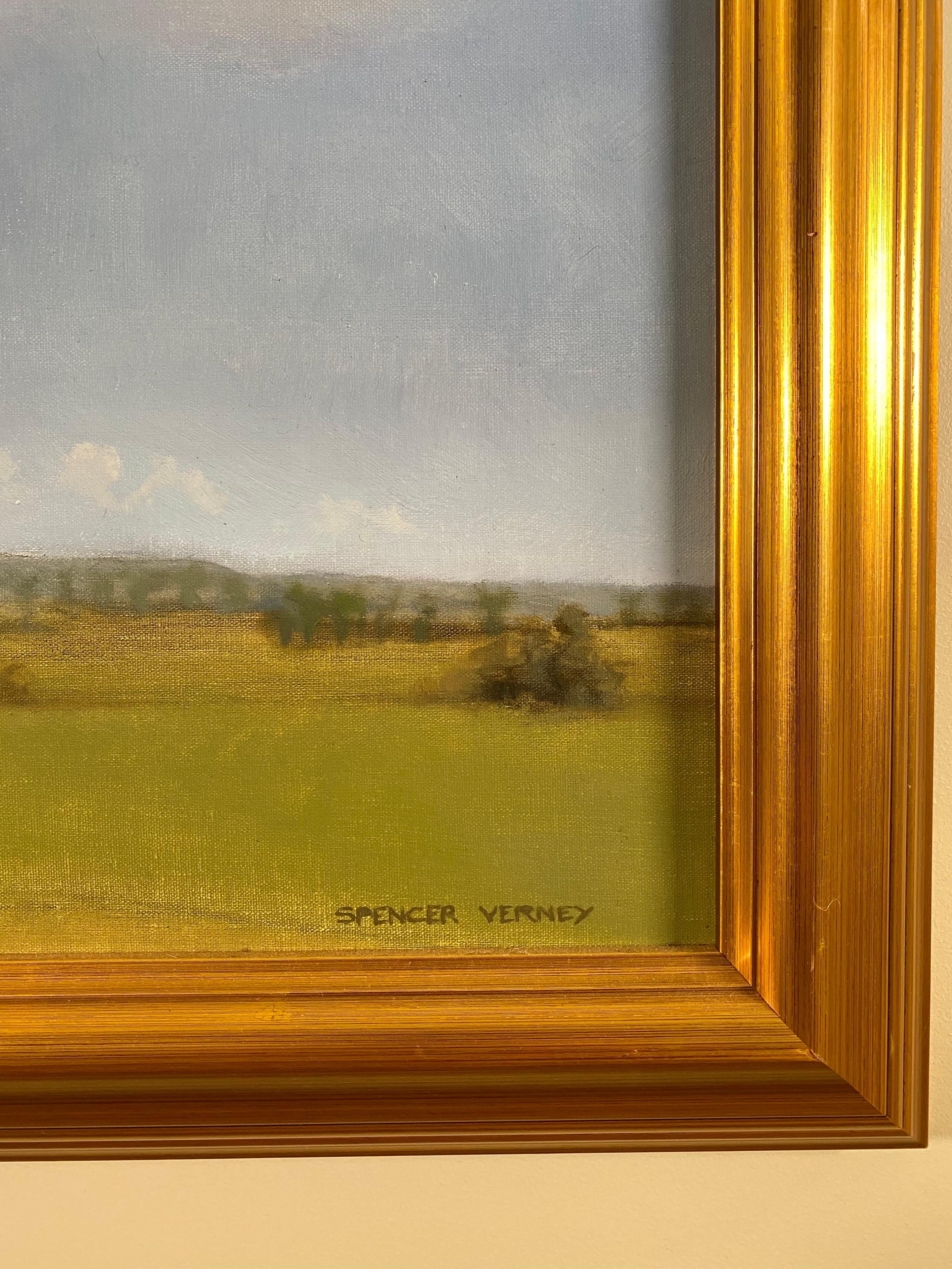 Pays de chasse - Gris Landscape Painting par Spencer Verney