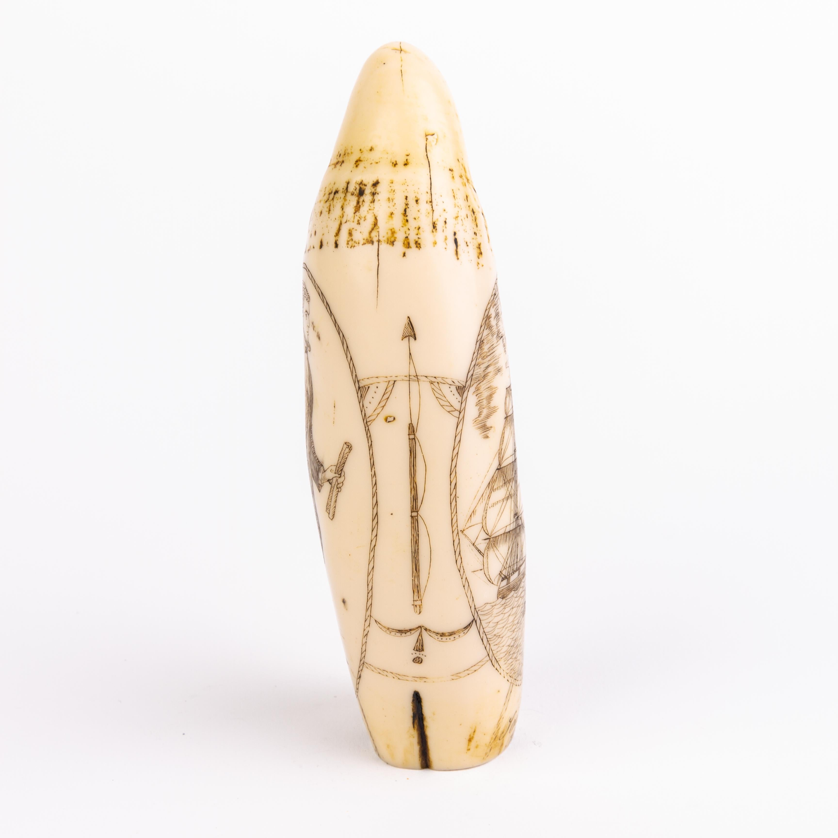 In good condition
From a private collection
Free international shipping
Sperm Whale Scrimshaw Nautical Faux Tooth 