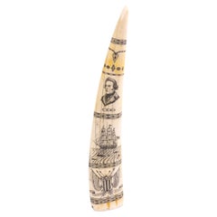 Sperm Whale Scrimshaw Nautical Faux Tooth 