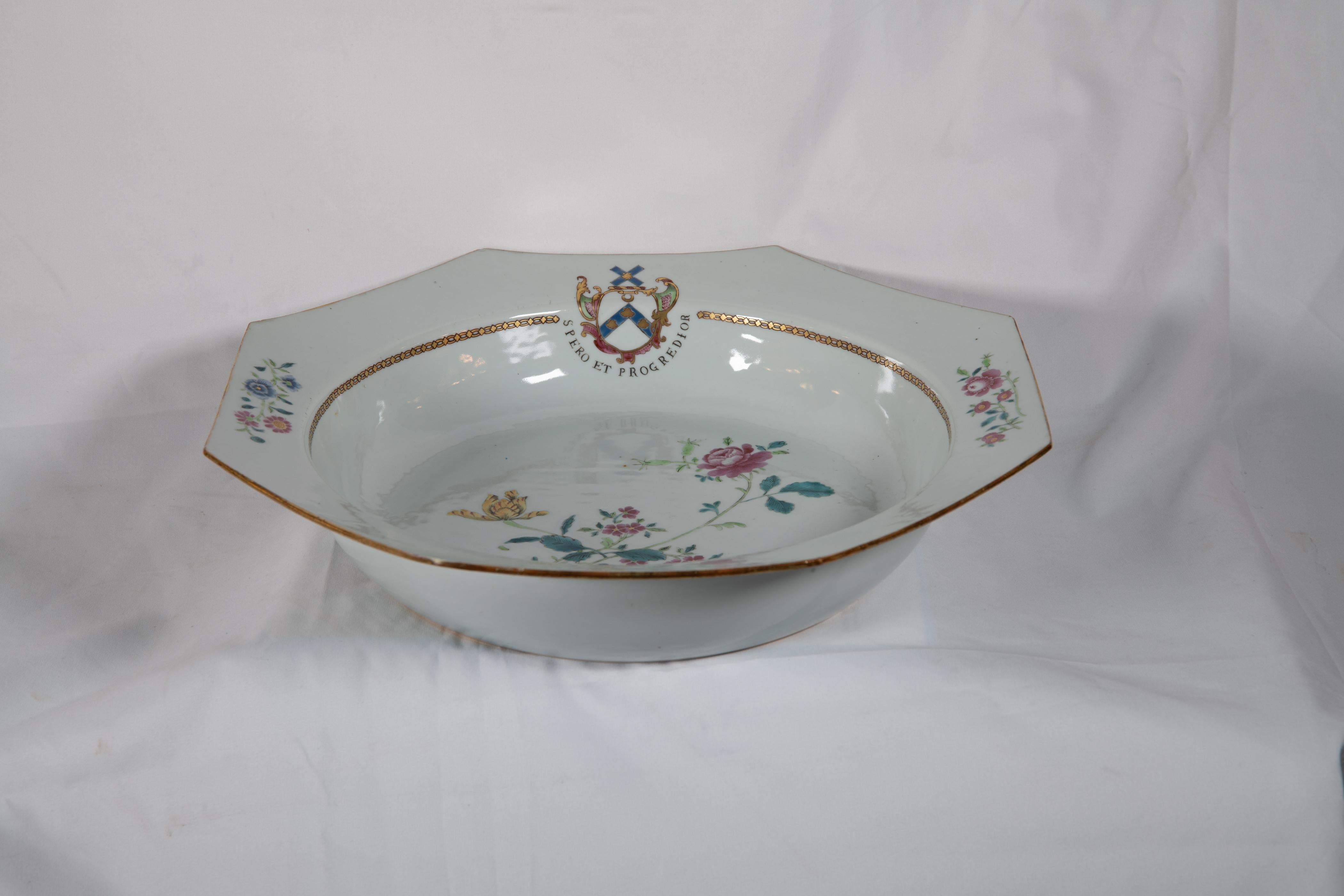 18th Century and Earlier A Famille Rose Armorial Bowl- Pringle of Whytbank- 