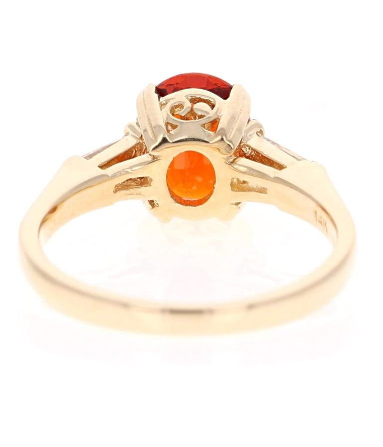 Oval Cut Spessartine Diamond Yellow Gold Engagement Ring For Sale
